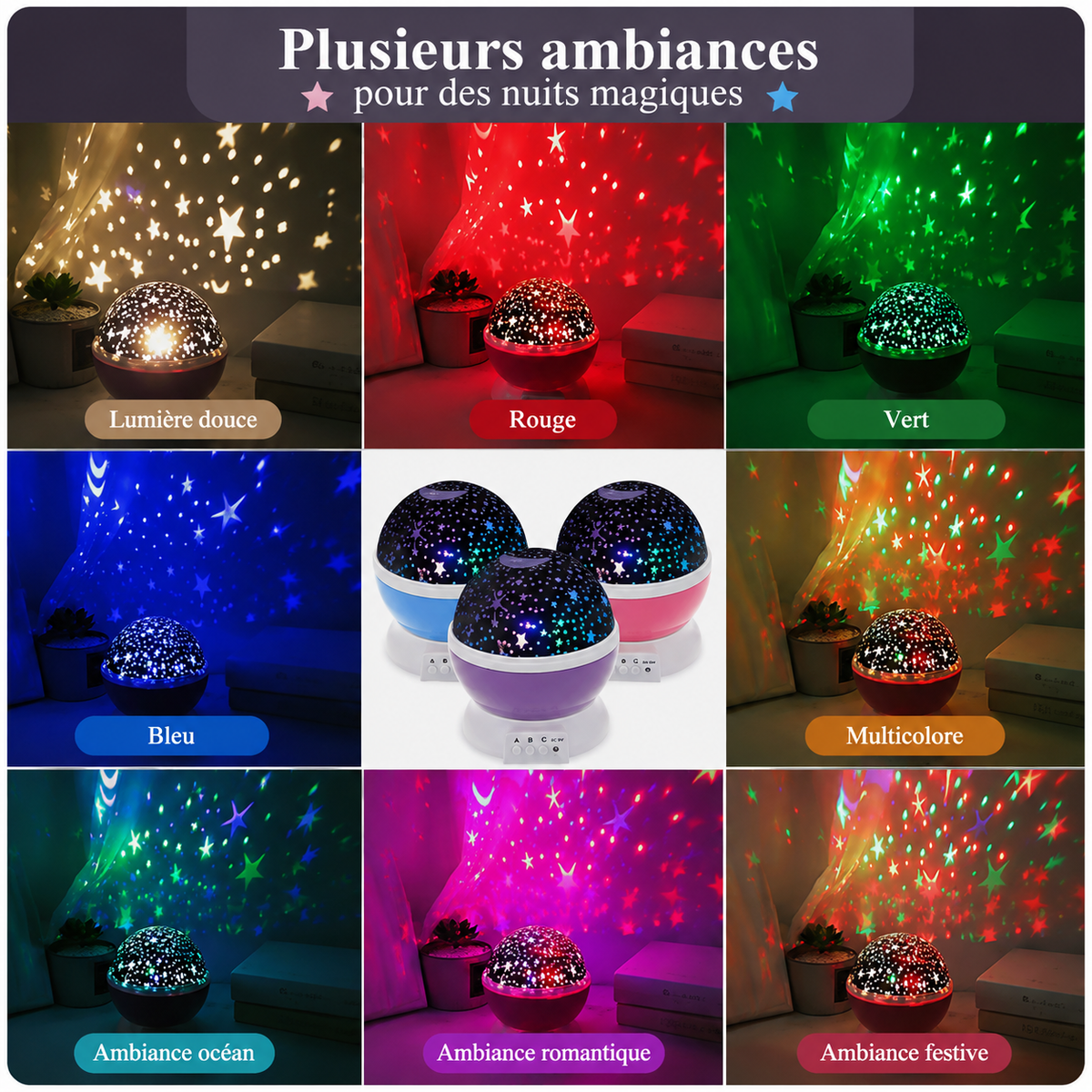 Luméa Stars Medium Format – Star & Moon Projector Night Light